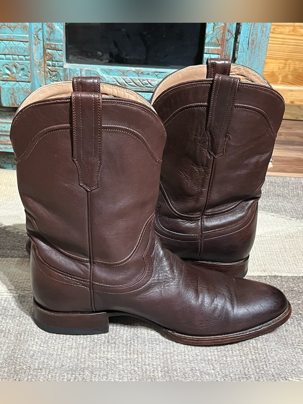 Tecovas The Earl Men’s Cafe Goat Brown Round Toe Roper Boots - Picture 8 of 11